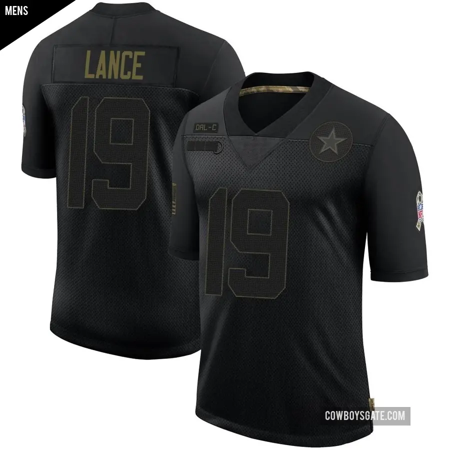 Men's Dallas Cowboys ＃19 Trey Lance Black Limited 2020 Salute To Service Jersey