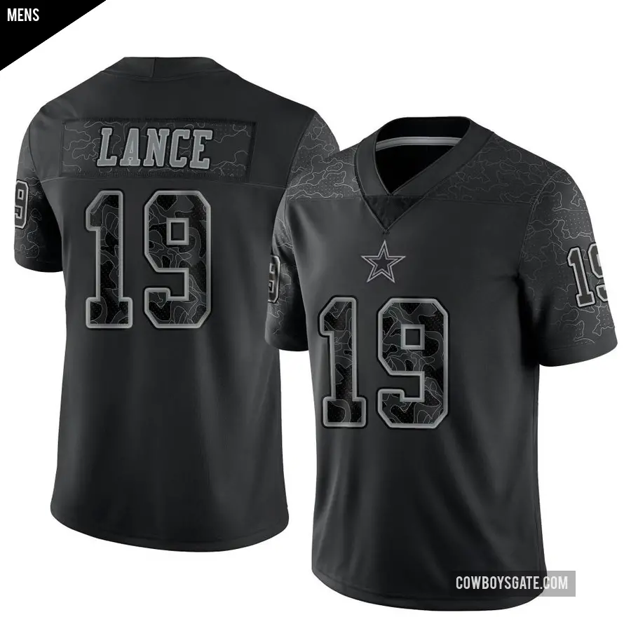 Men's Dallas Cowboys ＃19 Trey Lance Black Limited Reflective Jersey