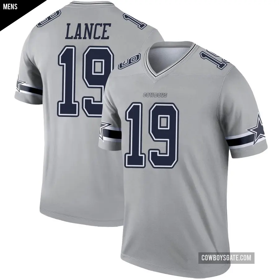 Men's Dallas Cowboys ＃19 Trey Lance Gray Legend Inverted Jersey