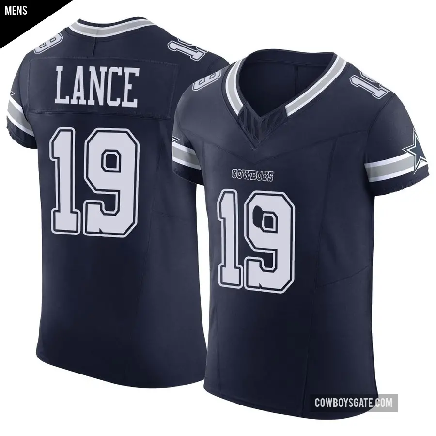 Men's Dallas Cowboys ＃19 Trey Lance Navy Elite Vapor F.U.S.E. Jersey