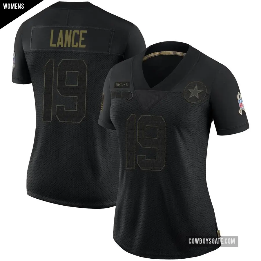 Women's Dallas Cowboys ＃19 Trey Lance Black Limited 2020 Salute To Service Jersey