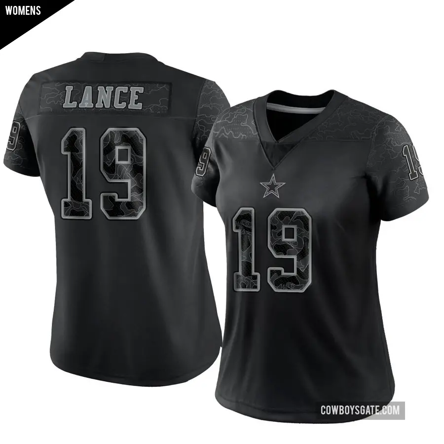 Women's Dallas Cowboys ＃19 Trey Lance Black Limited Reflective Jersey