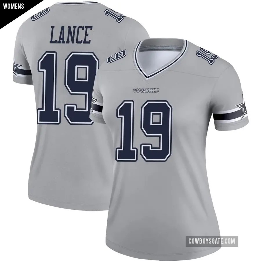 Women's Dallas Cowboys ＃19 Trey Lance Gray Legend Inverted Jersey