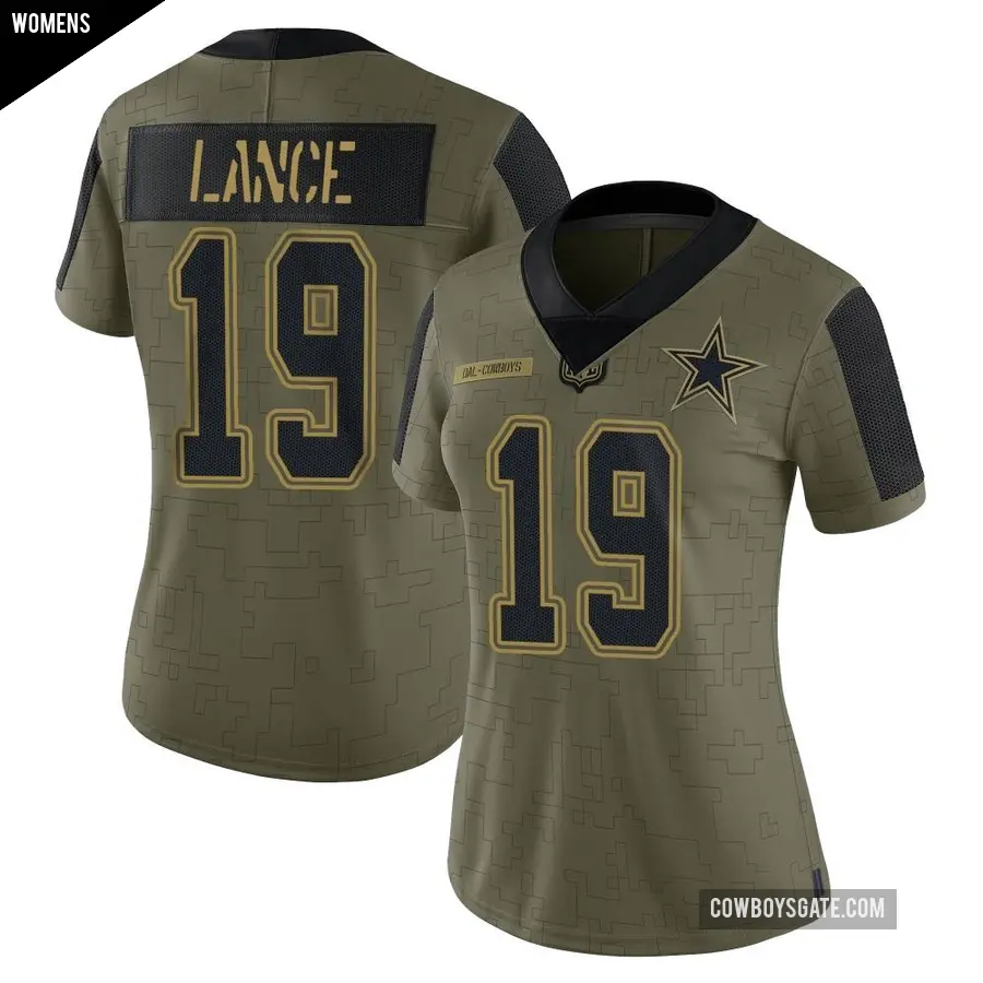 Women's Dallas Cowboys ＃19 Trey Lance Olive Limited 2021 Salute To Service Jersey