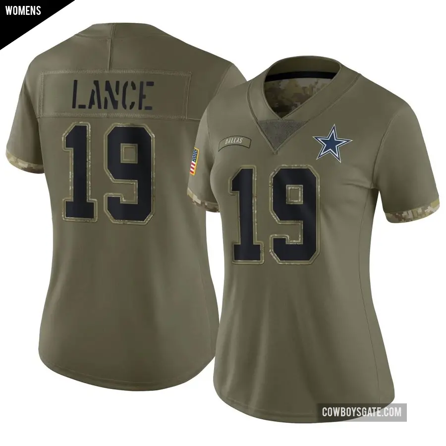 Women's Dallas Cowboys ＃19 Trey Lance Olive Limited 2022 Salute To Service Jersey