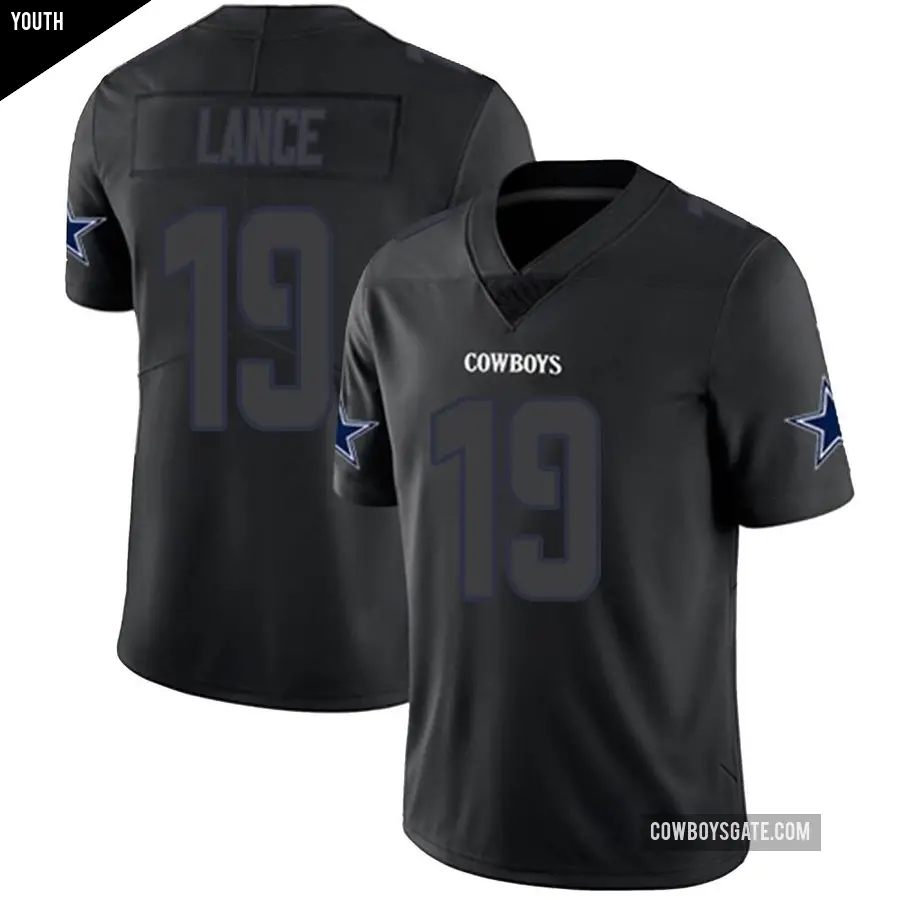 Youth Dallas Cowboys ＃19 Trey Lance Black Impact Limited Jersey