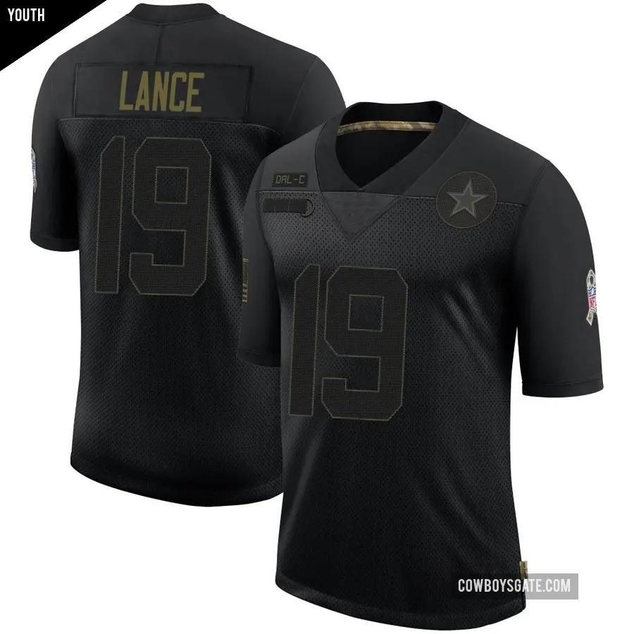 Youth Dallas Cowboys ＃19 Trey Lance Black Limited 2020 Salute To Service Jersey