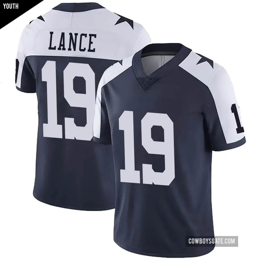 Youth Dallas Cowboys ＃19 Trey Lance Navy Limited Alternate Vapor Untouchable Jersey