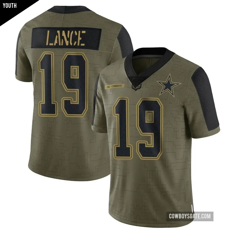 Youth Dallas Cowboys ＃19 Trey Lance Olive Limited 2021 Salute To Service Jersey