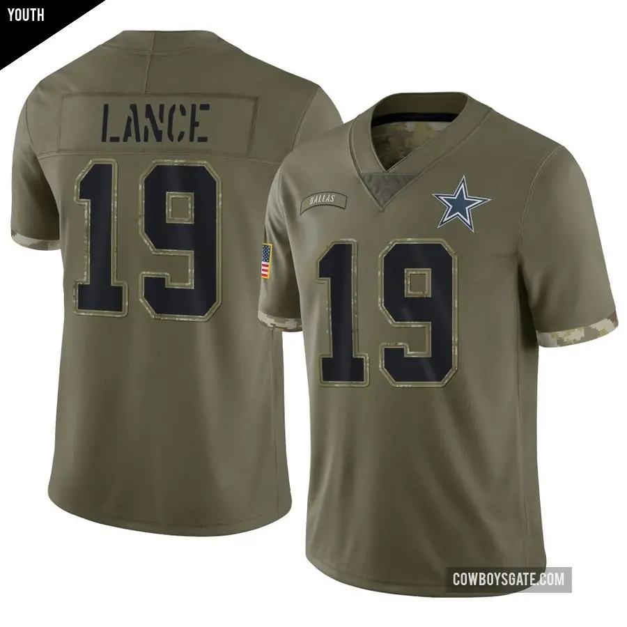 Youth Dallas Cowboys ＃19 Trey Lance Olive Limited 2022 Salute To Service Jersey