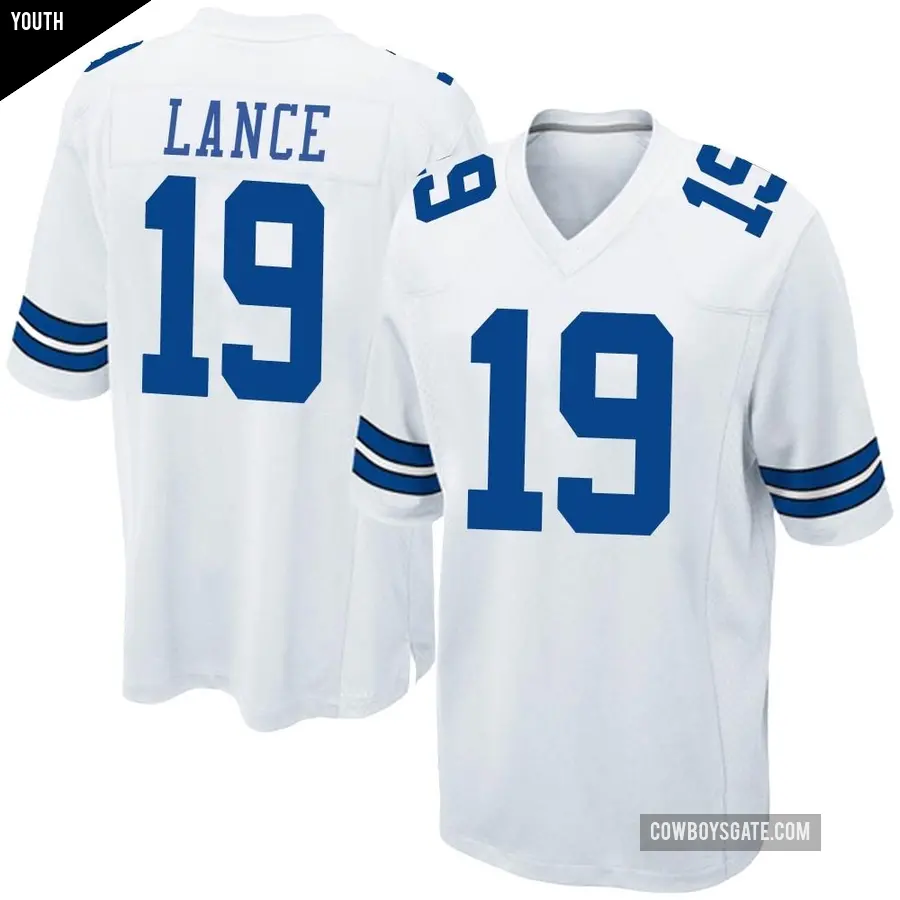 Youth Dallas Cowboys ＃19 Trey Lance White Game Jersey